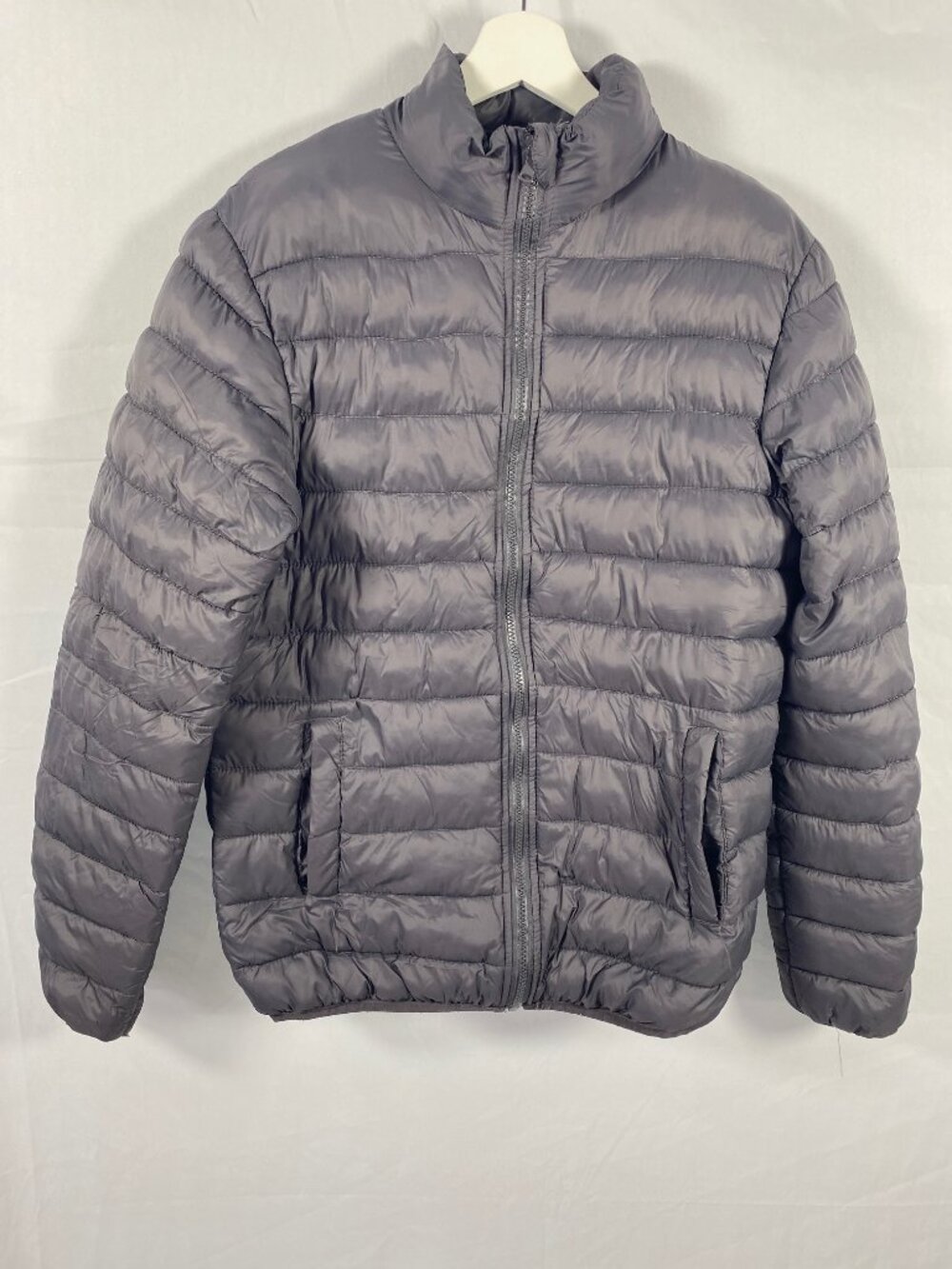 Marc Alain Packable Puffer Jacket Womens Size P Small Gray Full Zip READ
